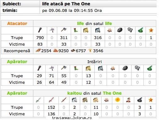 1. link travian raport 
 

2. 
  jucator : life  
  subiect : life atacă pe the one